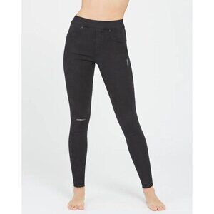 NWT Spanx Pull On Vintage‎ Distressed Ankle Skinny Black Denim Jeans Size S